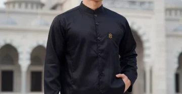 Baju Koko Pria Lengan Panjang Polos Kerah Shanghai Premium Saku Samping