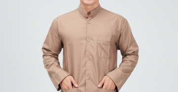 Baju Koko Pria Lengan Panjang Polos Kerah Shanghai Premium Saku Depan