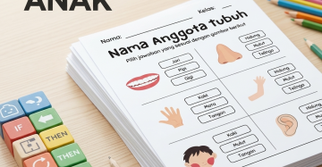 Worksheet Coding Anak Lembar Kerja Edukasi Belajar Logika Dasar dan Mengenal Anggota Tubuh Kertas A5 Premium
